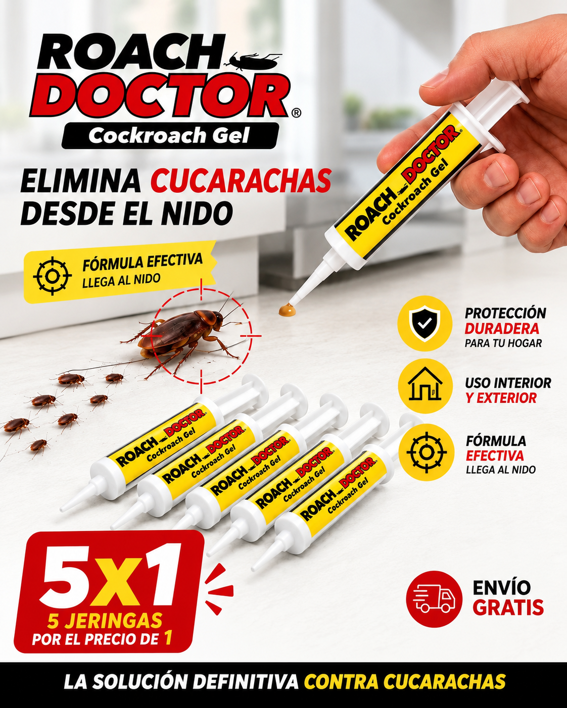 Elimina cucarachas desde el nido 5X1 - Roach Doctor ¡EL ORIGINAL!