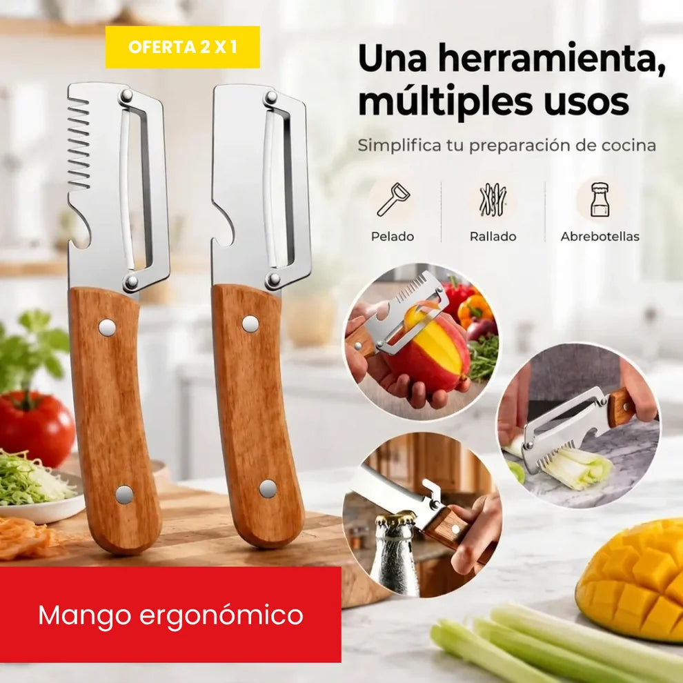 Multi-Pelador con mango de madera | Paga 1 Lleva 2