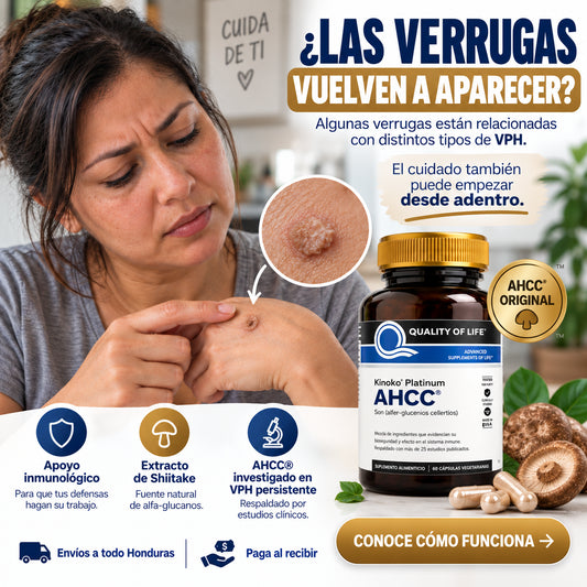 AHCC®-ELIMINADOR DE VERRUGAS CAUSADAS POR EL VPH (60 cápsulas)